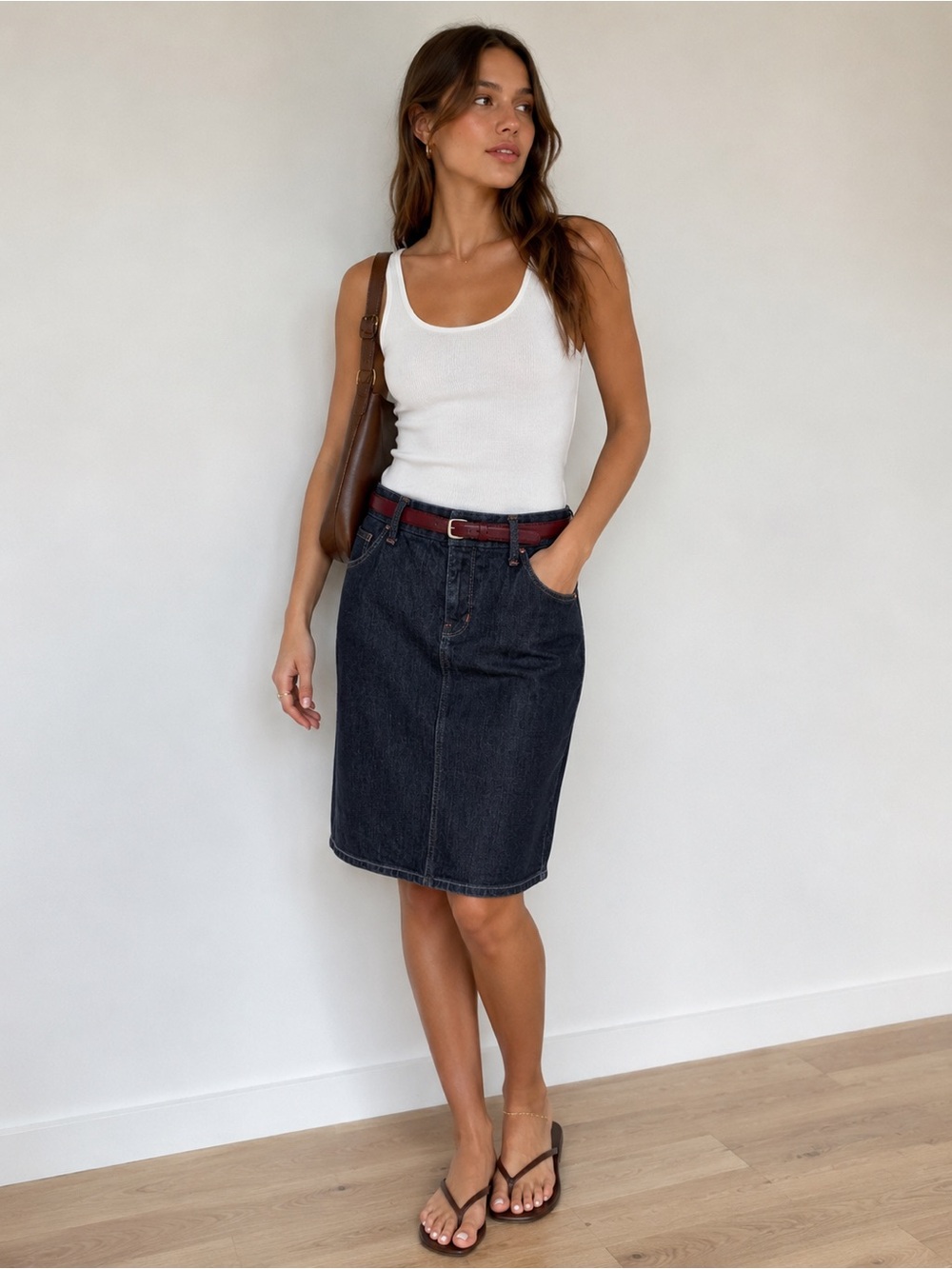 BANANA REPUBLIC. Denim Skirt.2 front & 2 back pockets.Knee length.Sz 8… - Picture 2 of 12